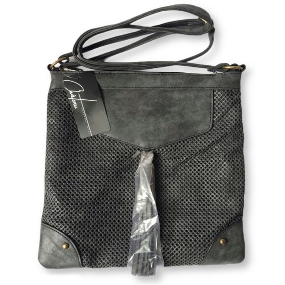 Chateau NWT Dark Gray Tassled Crossbody Bag